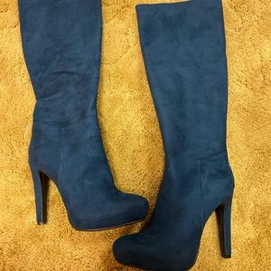 Akira Black Label knee high boots peacock blue